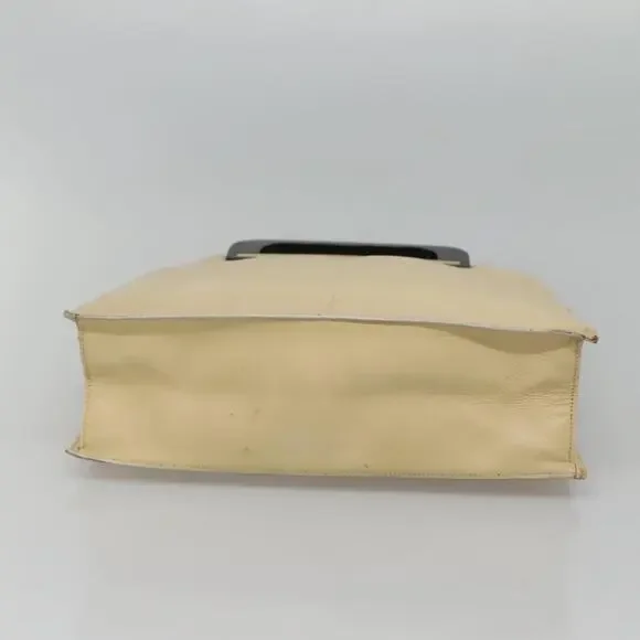 GUCCI Hand Bag Leather Beige Gold